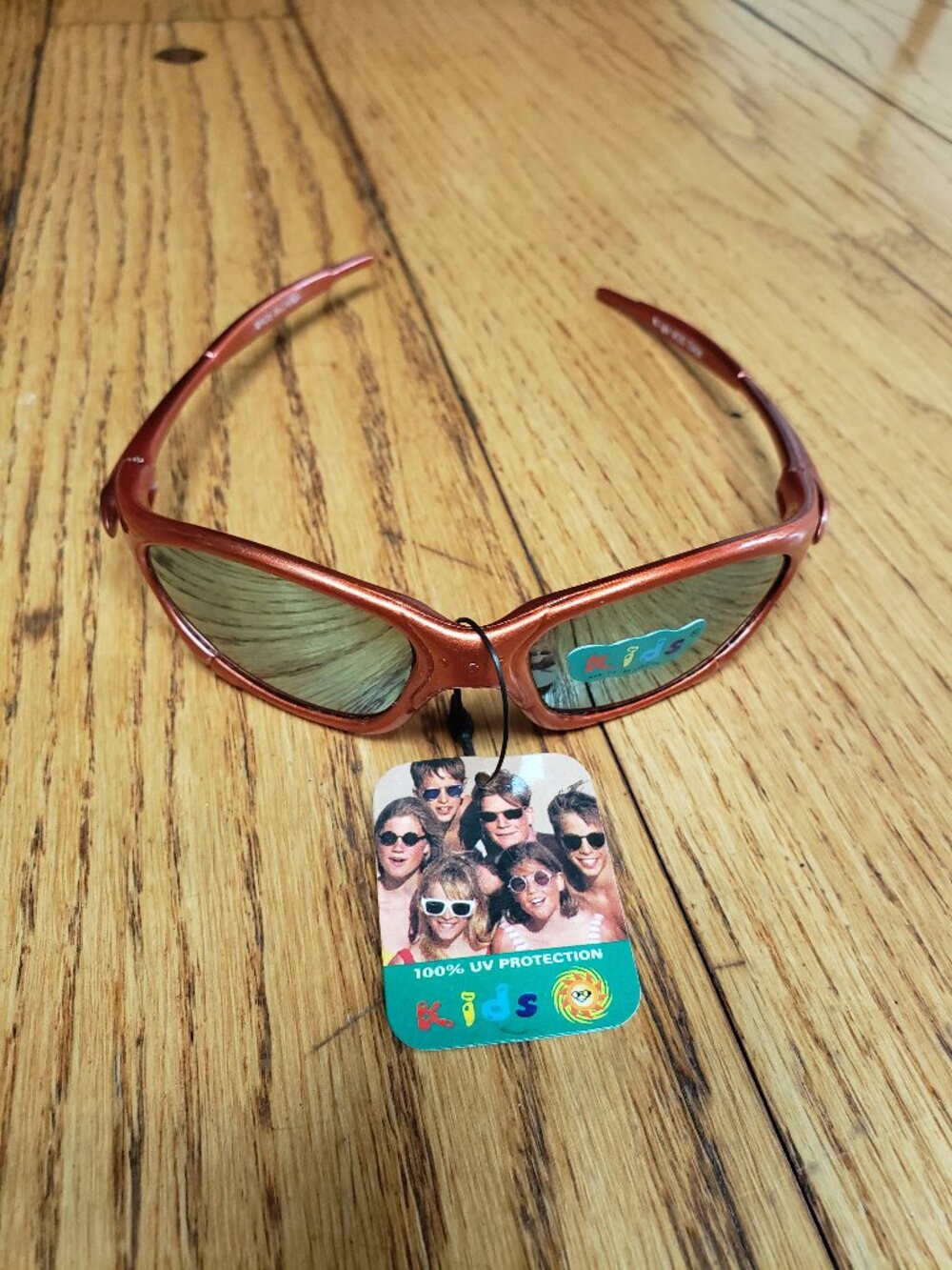 Vintage Kids Sporty Wrap Sunglasses Copper Orange NOS